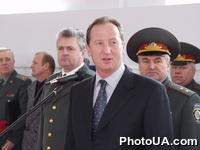 Министр внутренних дел Украины Ю. Кравченко со вступительной речью на церемонии торжественного открытия Зимнего чемпионата Украины по пожарно-прикладному спорту.