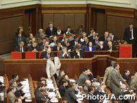 Ложа правительства В. Ющенко перед началом голосования по вопросу об отставке правительства