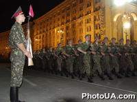 Во время трнировки военного парада, посвященного 10-й годовщине Независимости Украины (Крещатик, город Киев)