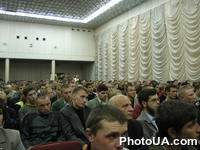 Студенты, преподаватели, профессора Винницкого Национального Технического Университета во время выступления вице-спикера Верховной Рады Украины Александра Зинченко. Винница