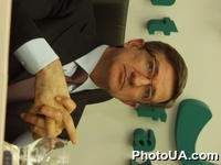 Пресс-конференция, посвященная подписанию кредитного соглашения между корпорацией "ИСД" и ЕБРР на тему: "ЕБРР финансирует когенерационную установку на Алчевском металлургическом комбинате". На фото: Сергей Тарута